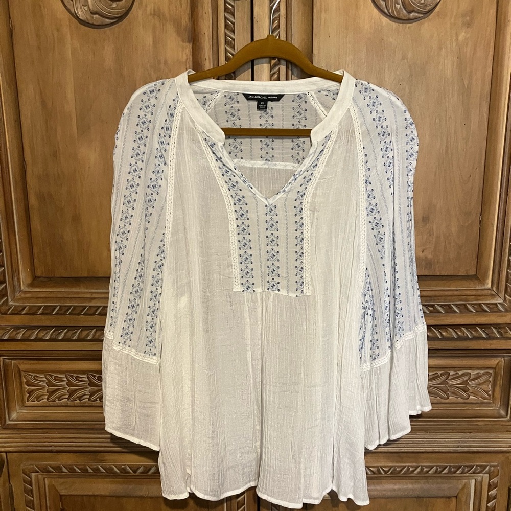 Zac & Rachel Peasant Blouse Bell Sleeves 3X